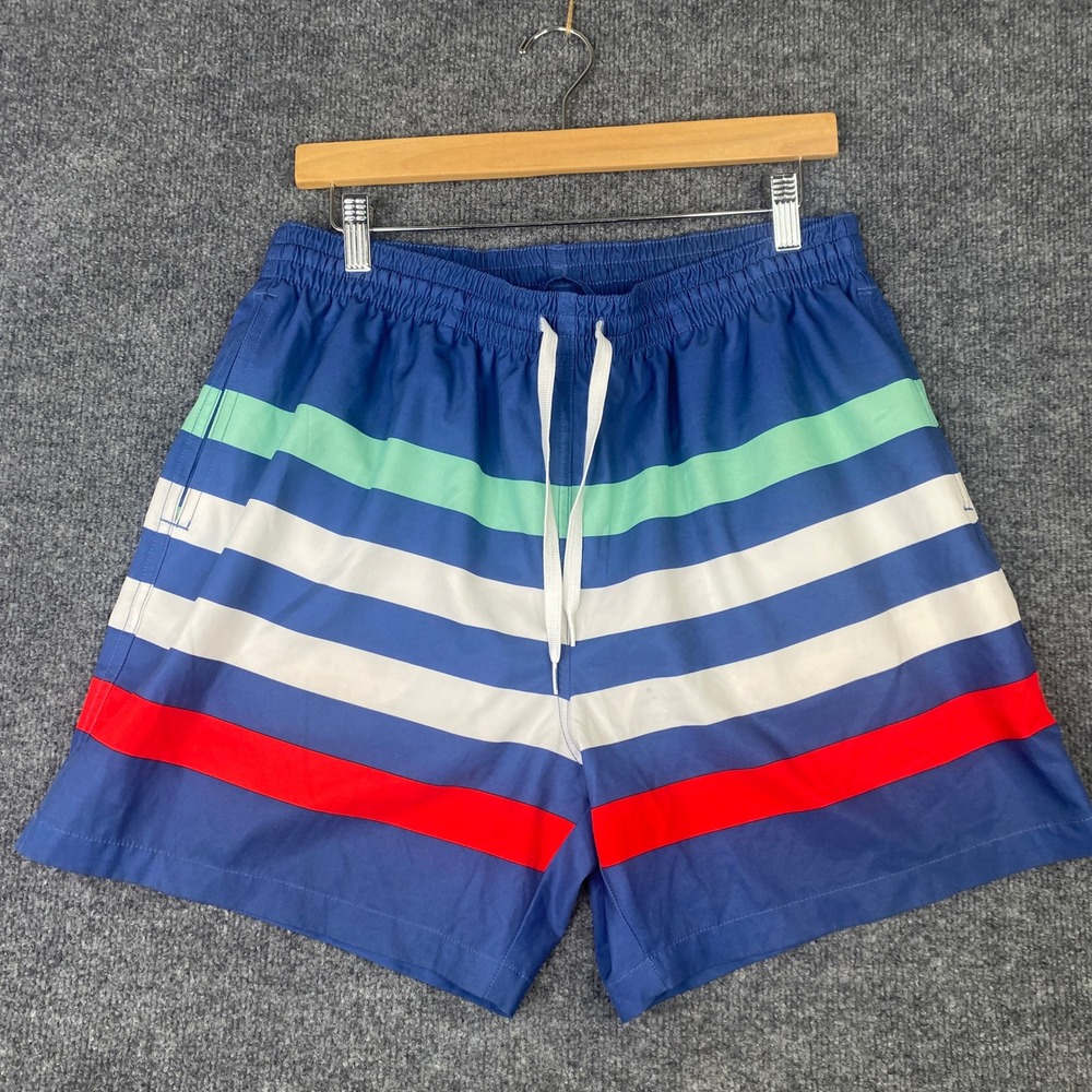 Chubbies Mens Striped Swim Trunks Blue Green Red White XL 5.5 Inseam Shorts